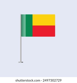 Isolated Benin Table Flag on Pole, Beninese Flag Vector Design for Print and Web
