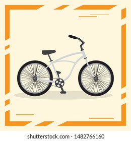 Isolated bicycle image on a colored background with a frame - Vector