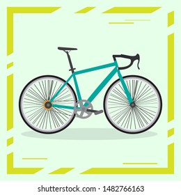 Isolated bicycle image on a colored background with a frame - Vector