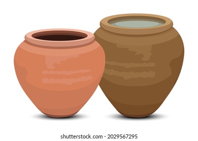 isolated big earthen jar for water vector design