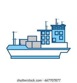 isolated big merchandise ship