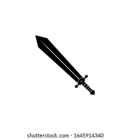An isolated big sword icon on a white background. Fantasy Warrior weapons design Silhouette. Logo Vector illustration. Hand-Drawn Daggers and Knives. EPS File Project 10