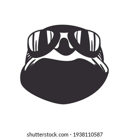 Isolated biker helmet with glasses