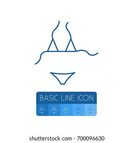 Isolated Bikini Outline. Beachwear Vector Element Can Be Used For Beachwear, Bikini, Underwear Design Concept.
