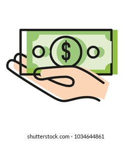 Isolated bill and hand design