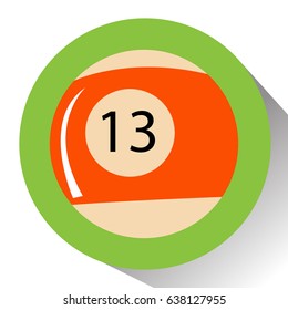 Isolated billiard ball on a colored button, Vector illustration