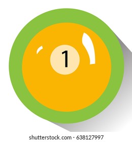 Isolated billiard ball on a colored button, Vector illustration