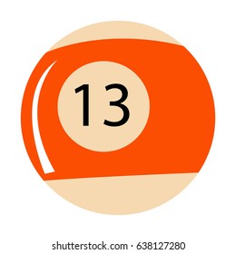 Isolated billiard ball on a white background, Vector illustration