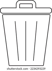 cubo aislado, vector de basura, negro y blanco