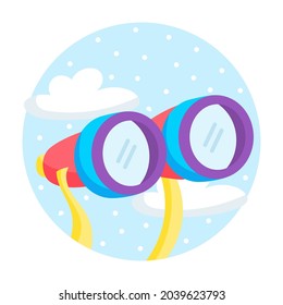 Isolated binoculars on a camping sticker Vector