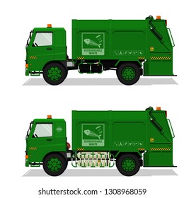 Isolated biodegradable garbage truck on transparent background
