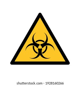 isolated biohazard symbol in yellow triangle, warning icon, pictogram on white background