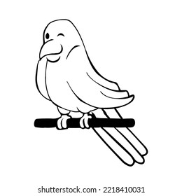 Isolated bird black draw line vector illustration