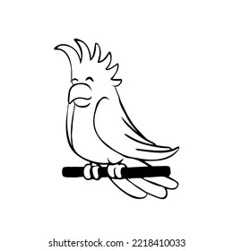 Isolated bird black draw line vector illustration