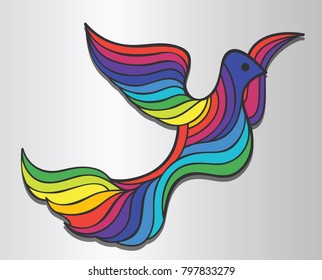 isolated  bird colorful illustration decorative style 