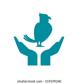 Isolated bird pet over hands design