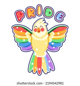 Isolated bird rainbow sticker vector illustration
