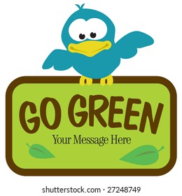 Isolated bird with sign (add your own message)