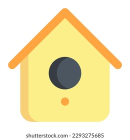 Isolated birdhouse in flat icon on white background. Home, bird, gardening, spring