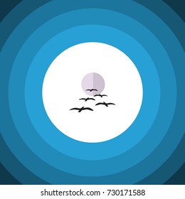 Isolated Birds Flat Icon. Gull Vector Element Can Be Used For Gull, Bird, Moon Design Concept.