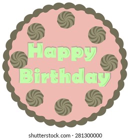Isolated birthday cake with text on a white background. Vector illustration