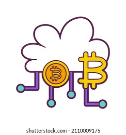 Isolierte Bitcoin-Konzept Crypto-Währung Vektorgrafik