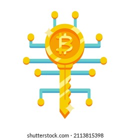Concepto de bitcoin aislado Crypto currency Vector ilustración