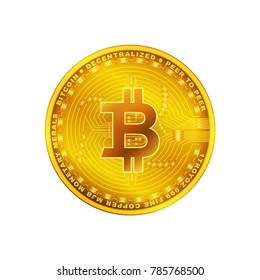 Isolated bitcoin on withe background in vector illustrative. Bitcoin is crytocurrency create in new technology for future