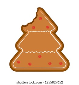 Isolated bitten christmas tree gingerbread. Vector illustration design