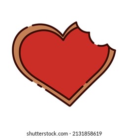 Isolated bitten heart chocolate bar flat design icon Vector illustration