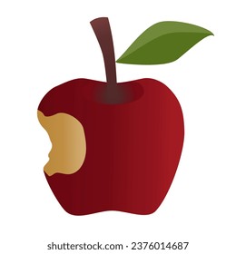 manzana roja mordida aislada en un fondo blanco, ilustración vectorial 