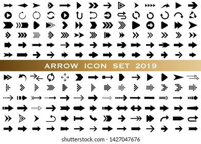 Isolated black arrow vector icons set. Arrows icon collection for web, mobile app. Arrow vector download icon set. Arrows vector curve flat collection. Application digital button illustration 