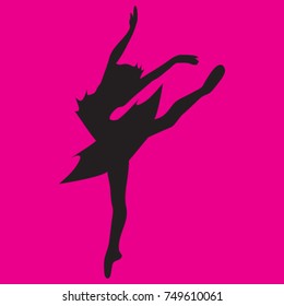 isolated black ballerina dancing on a pink background, pattern for scissors cutting, vector illustration