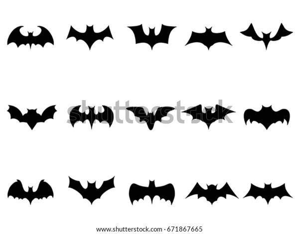 Isolated Black Bat Icons White Background Stock Vector (Royalty Free ...