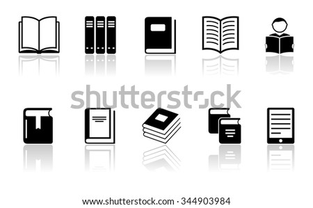 isolated black book icons set on white background