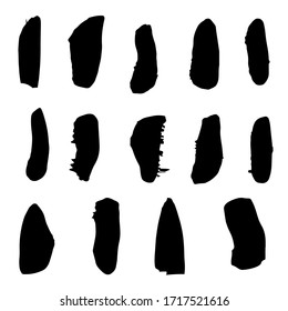 Isolated black brush strokes made by hand