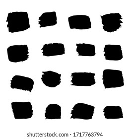 Isolated black brush strokes made by hand
