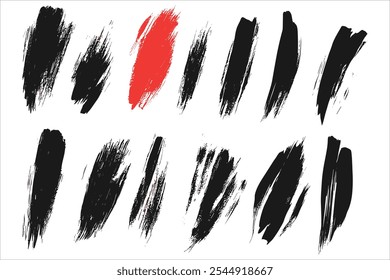 Geïsoleerde zwarte penseelstreken Vector Pack
