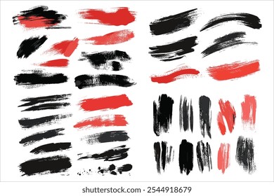 Geïsoleerde zwarte penseelstreken Vector Pack
