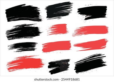 Geïsoleerde zwarte penseelstreken Vector Pack
