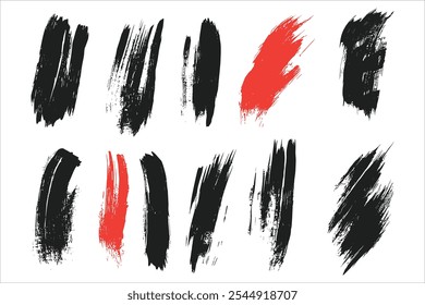 Geïsoleerde zwarte penseelstreken Vector Pack
