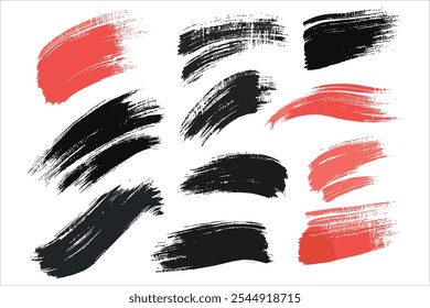Geïsoleerde zwarte penseelstreken Vector Pack
