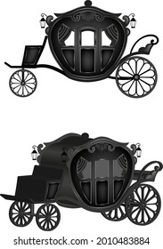 isolated black carriage vector. halloween carriage