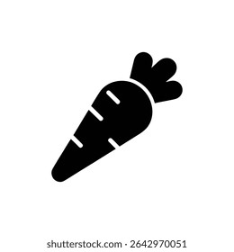 Isolated black carrot silhouette. Includes transparent background. Can be used for design elements in a variety of creative projects.
