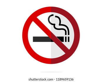 isolated black cigarette with smoking under ban sign for no smoking symbol  flat vector design like paperwork infographic style.
