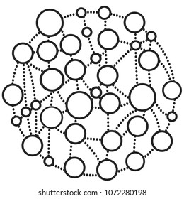 isolated black circle network background,vector

