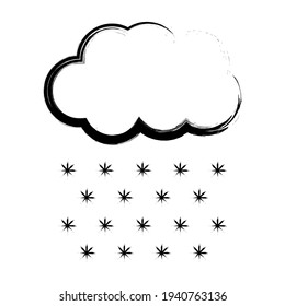 Icono de nieve aislada en la nube negra en un fondo blanco. Elemento de diseño para afiche, pancarta, ropa. Sencillo estilo plano. Ilustración vectorial.
