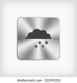 isolated black cloud and snowflake symbol in steel icon on white background(vector)