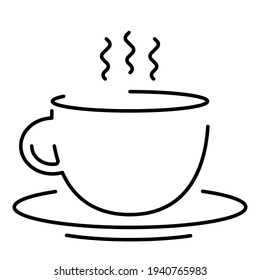 Isolated black coffee cup icon on a white background. Design element for poster, banner, clothes. Simple flat style. Vector illustration.