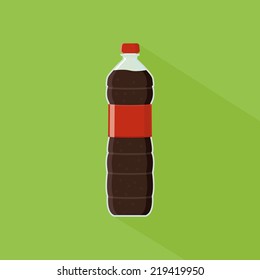 an isolated black cola on a green background